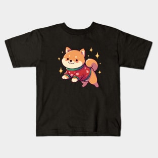 Cute Christmas Shiba Dog Kids T-Shirt